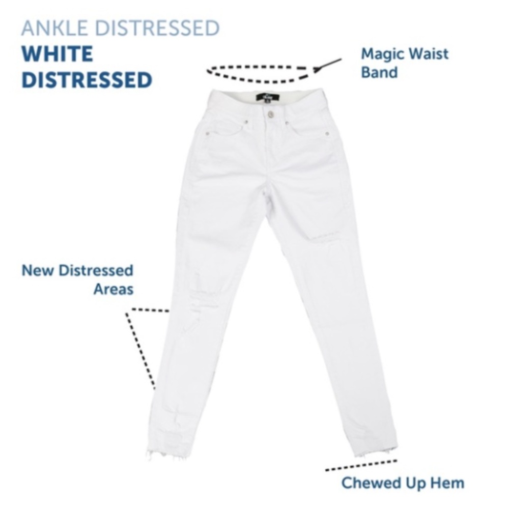 LuLaRoe Denim 30 NWT Ankle Skinny Distressed white